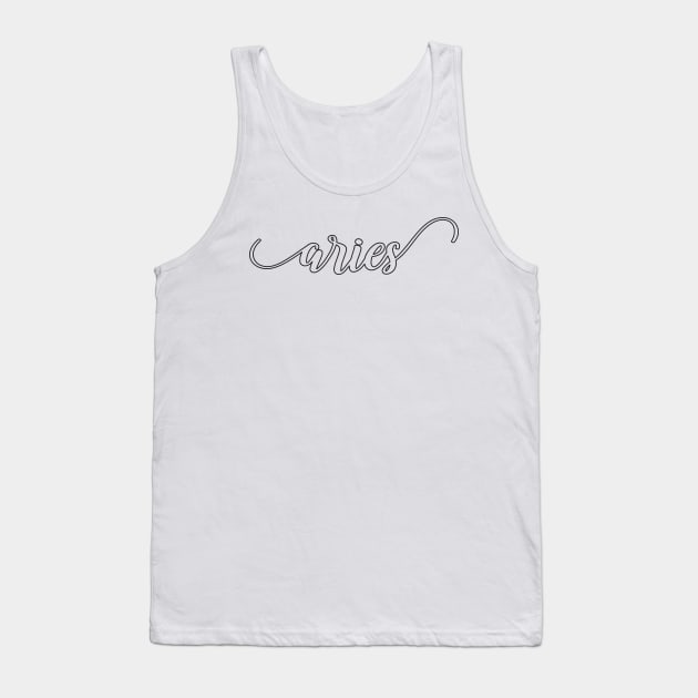 Aries Zodiac Script Sticker Tank Top by aterkaderk